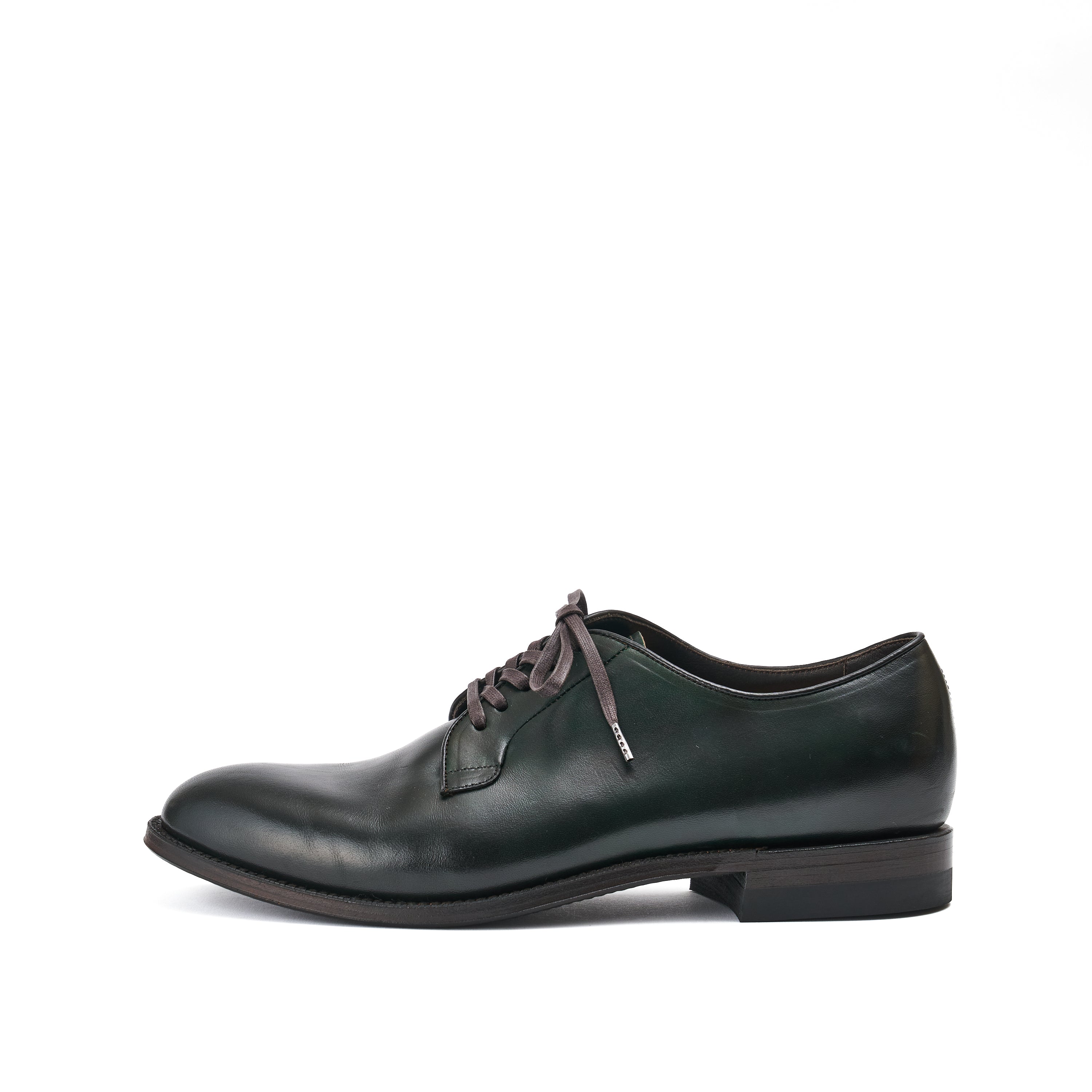 Plain toe Blucher-no,101 / Italian Horse Front / col,Military Black-Hand Dye