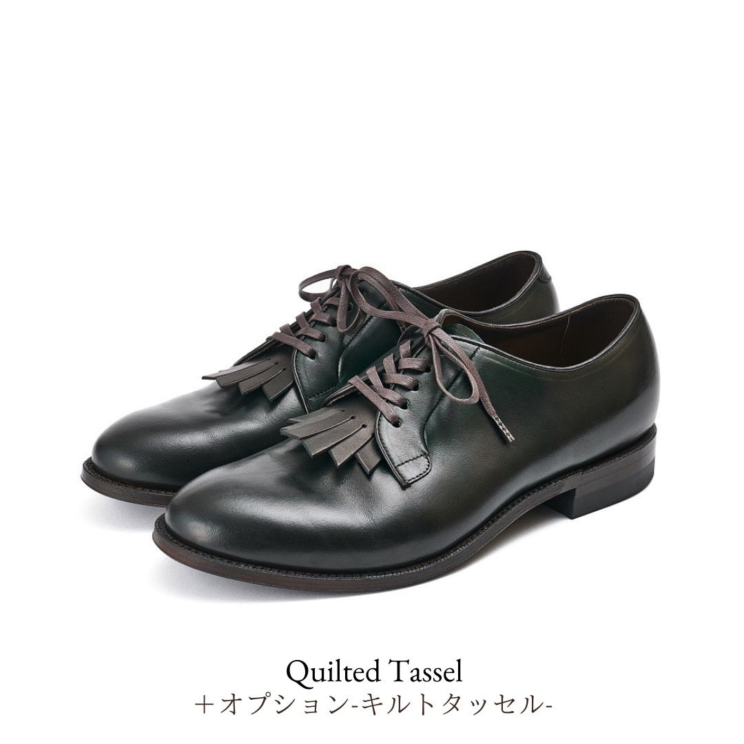 Plain toe Blucher-no,101 / Italian Horse Front / col,Military Black-Hand Dye