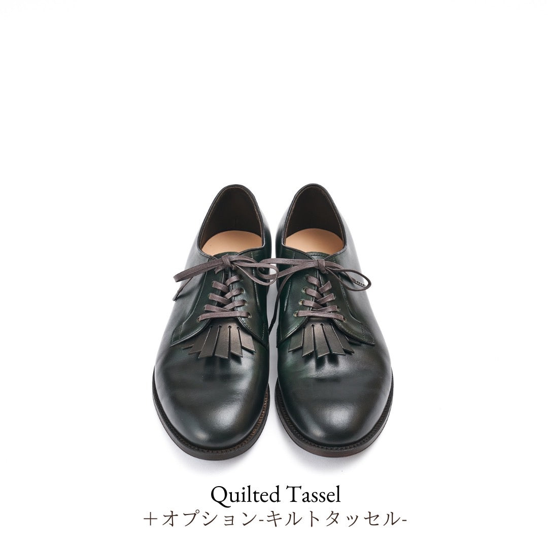 Plain toe Blucher-no,101 / Italian Horse Front / col,Military Black-Hand Dye