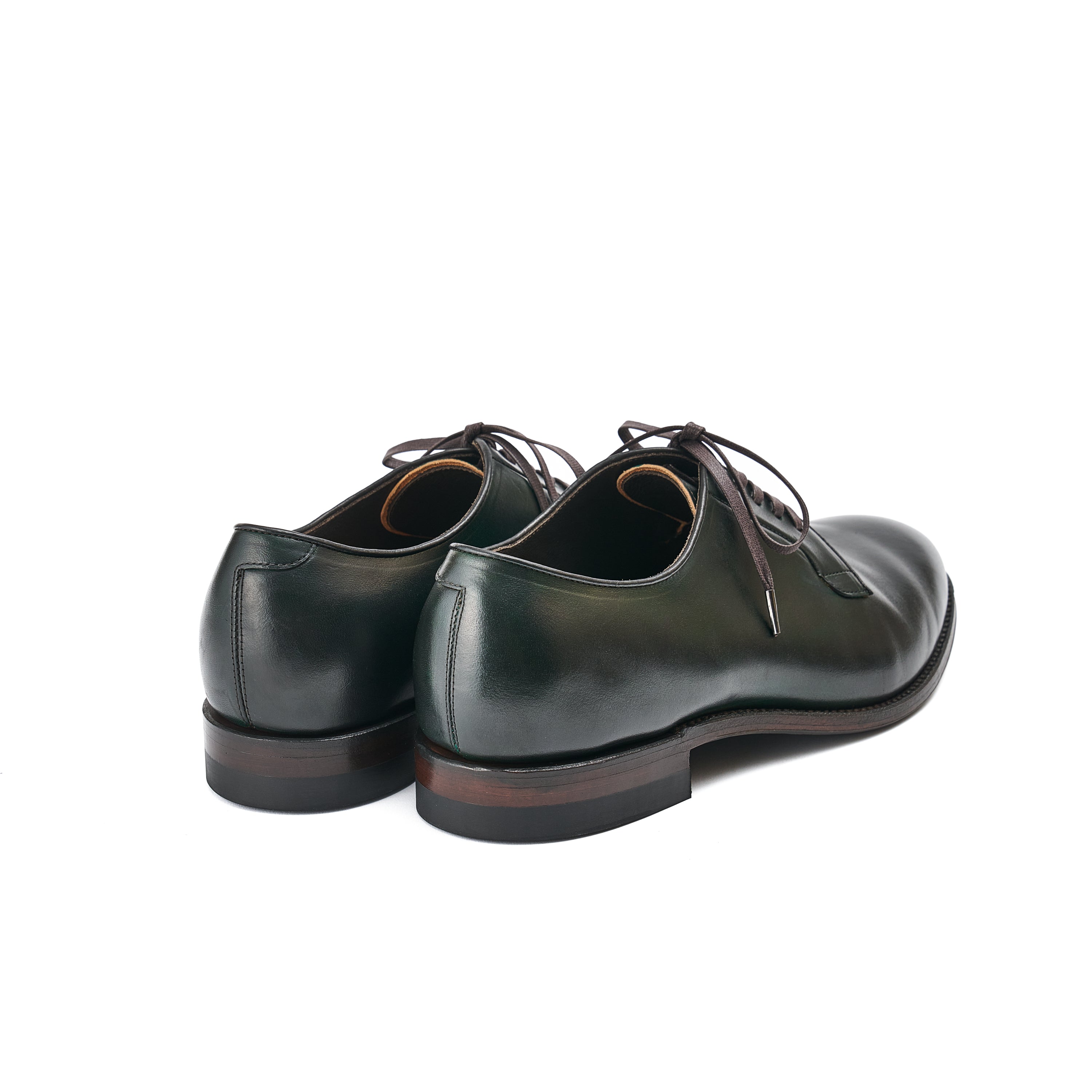 Plain toe Blucher-no,101 / Italian Horse Front / col,Military Black-Hand Dye