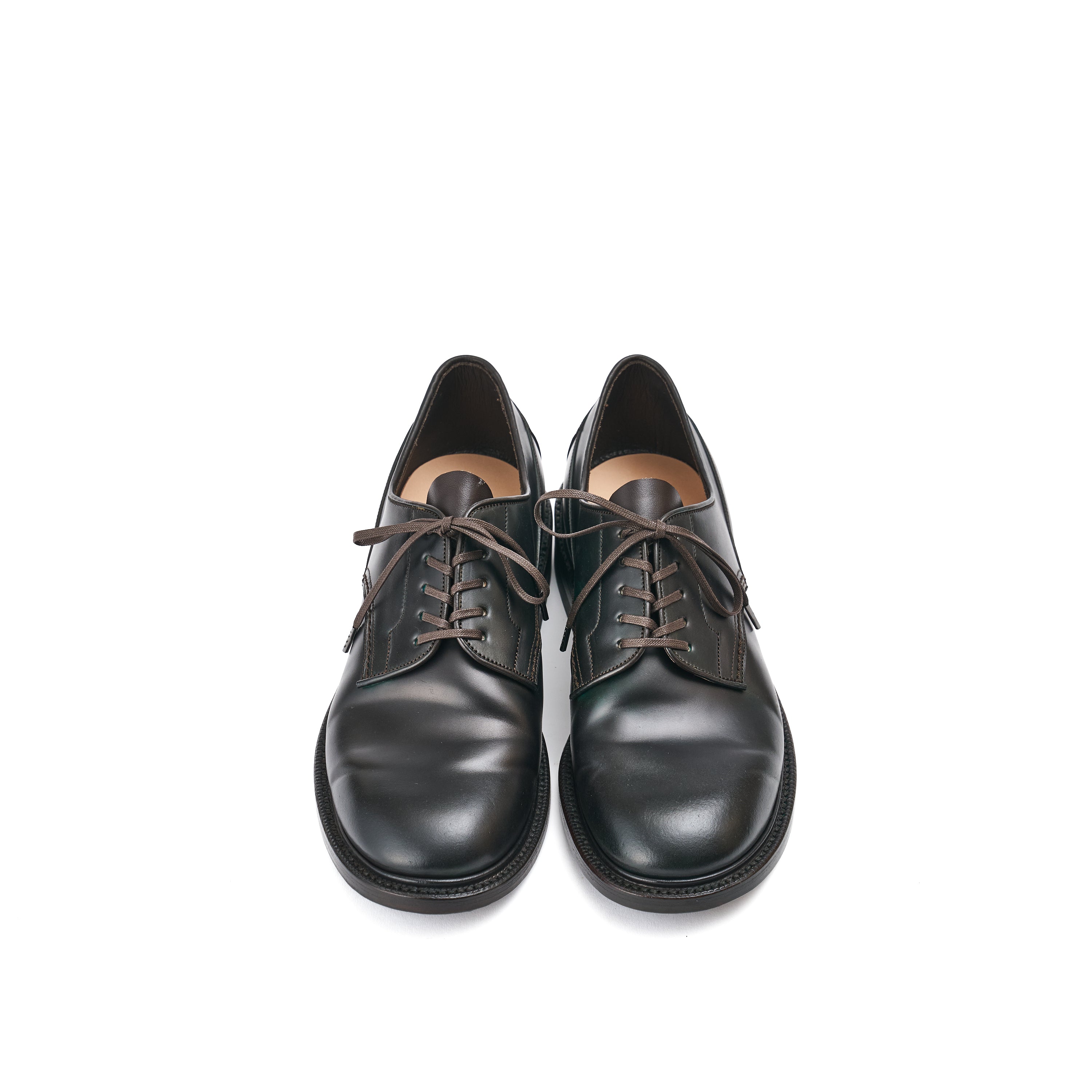Plain toe Derby-no,3901 / Glazing Cordovan / col,Military Black-Hand Dye