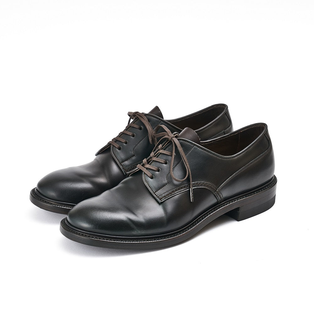 Plain toe Derby-no,3901 / Glazing Cordovan / col,Military Black-Hand Dye