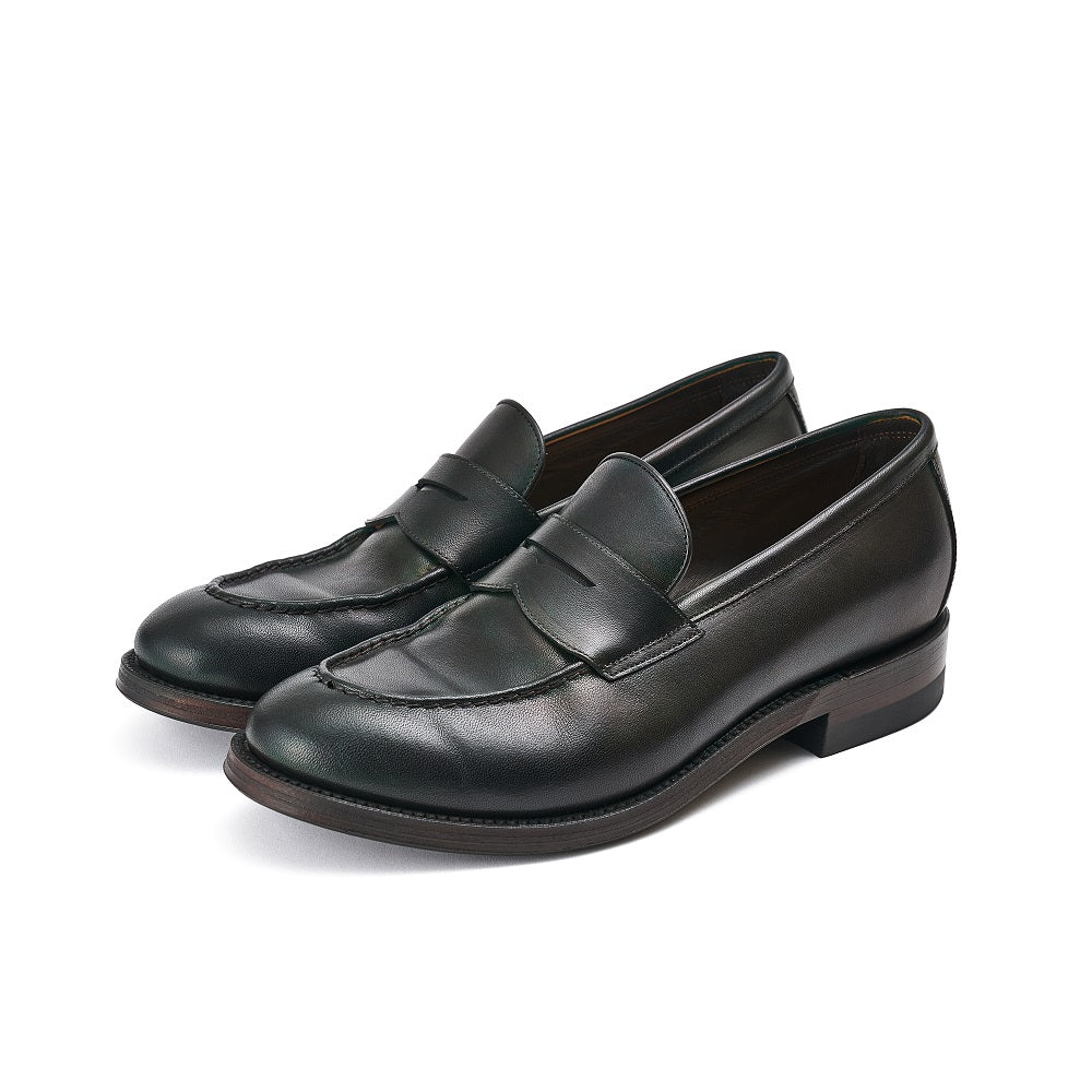 Penny Loafer -no,103  / Italian Horse Front / col,Military Black-Hand Dye
