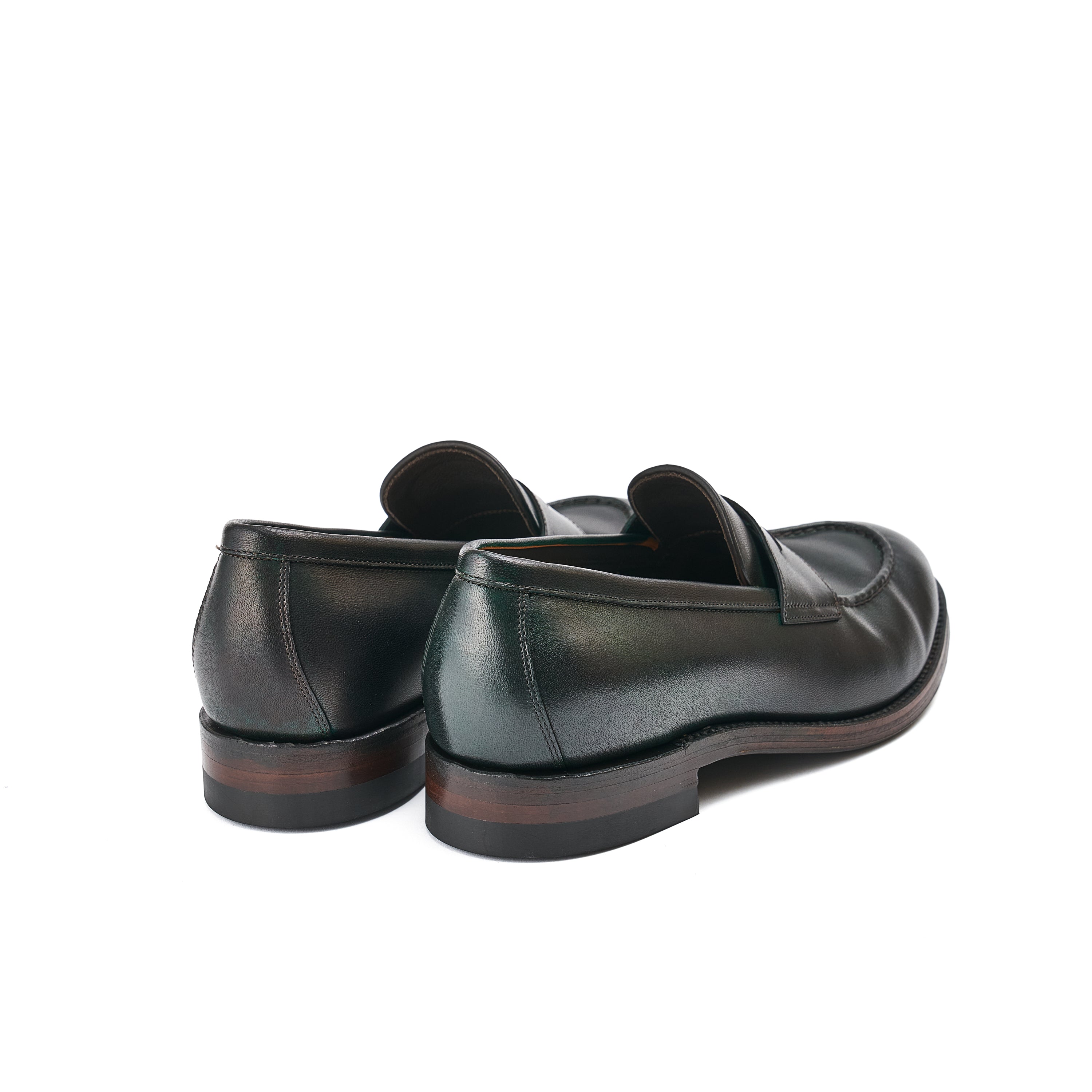 Penny Loafer -no,103  / Italian Horse Front / col,Military Black-Hand Dye