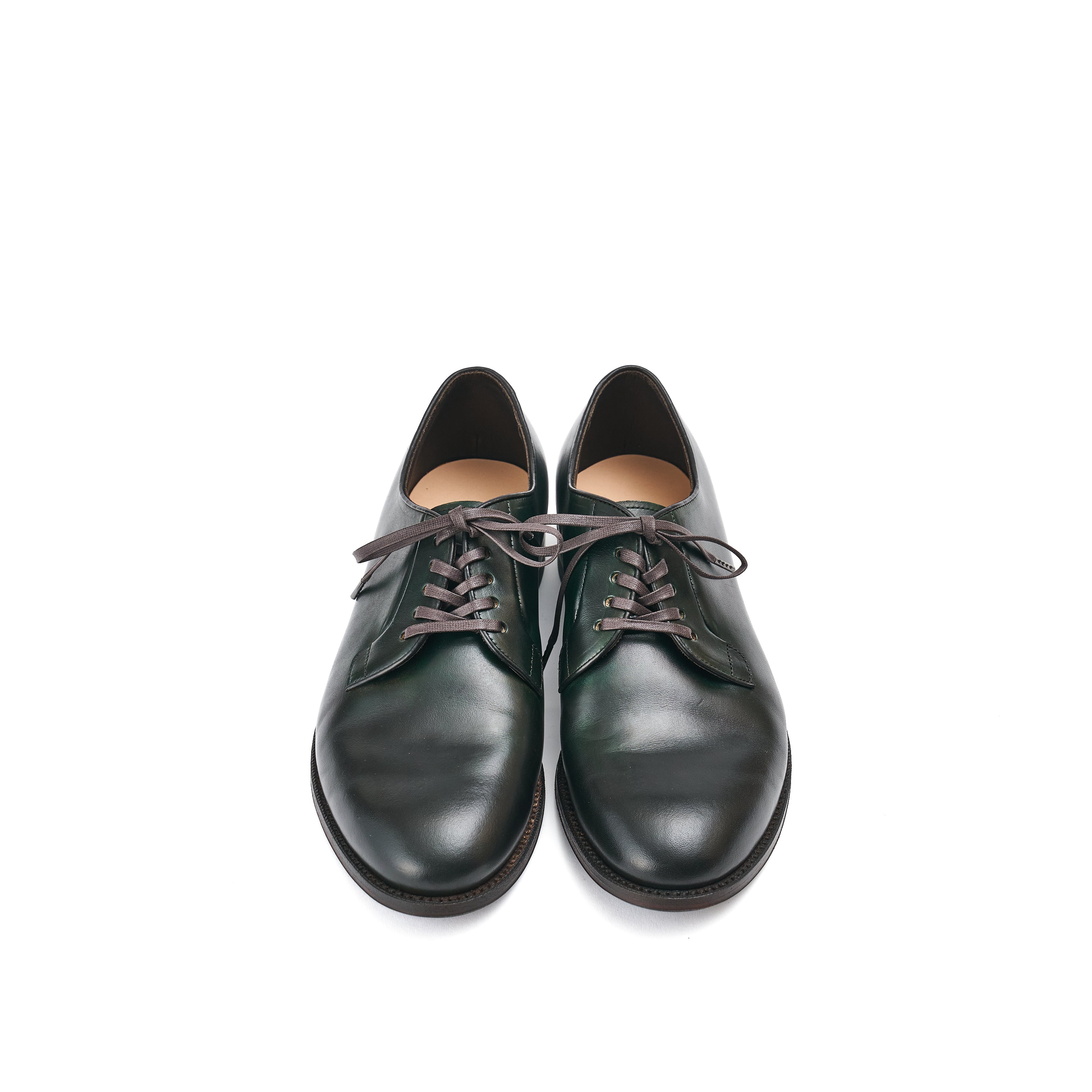 Plain toe Blucher-no,101  / Italian Horse Front / col,Military Black-Hand Dye